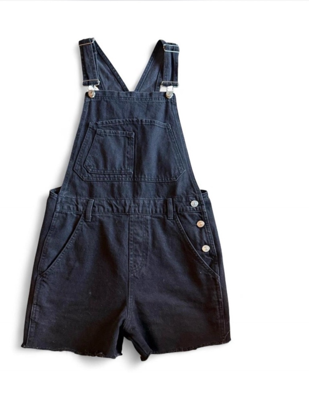 Top Shop Moto Black Denim Short Overalls